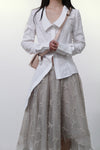 Marc le bihan long -sleeved big collar fried shirt 2611 white